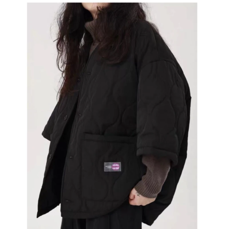 الخريف الشتاء القطن صدرية المرأة 2025 موضة جديدة فضفاضة معطف القطن عادية لون نقي نصف كم ملابس خارجية الإناث #6