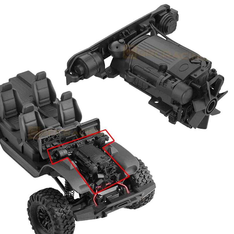 1 szt. Druk 3D symulacja uruchamiania silnika dla 1/18 gąsienica RC TRX4-M Defender części zamienne