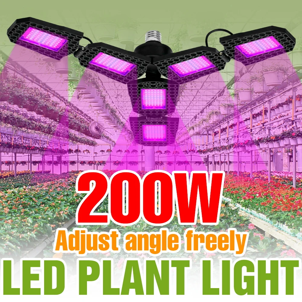 

Светодиодная лампа для растений 200 Вт, полный спектр, деформируемая, для выращивания в помещении, 220 В, для теплиц, гидропоники, овощей, суккулентов