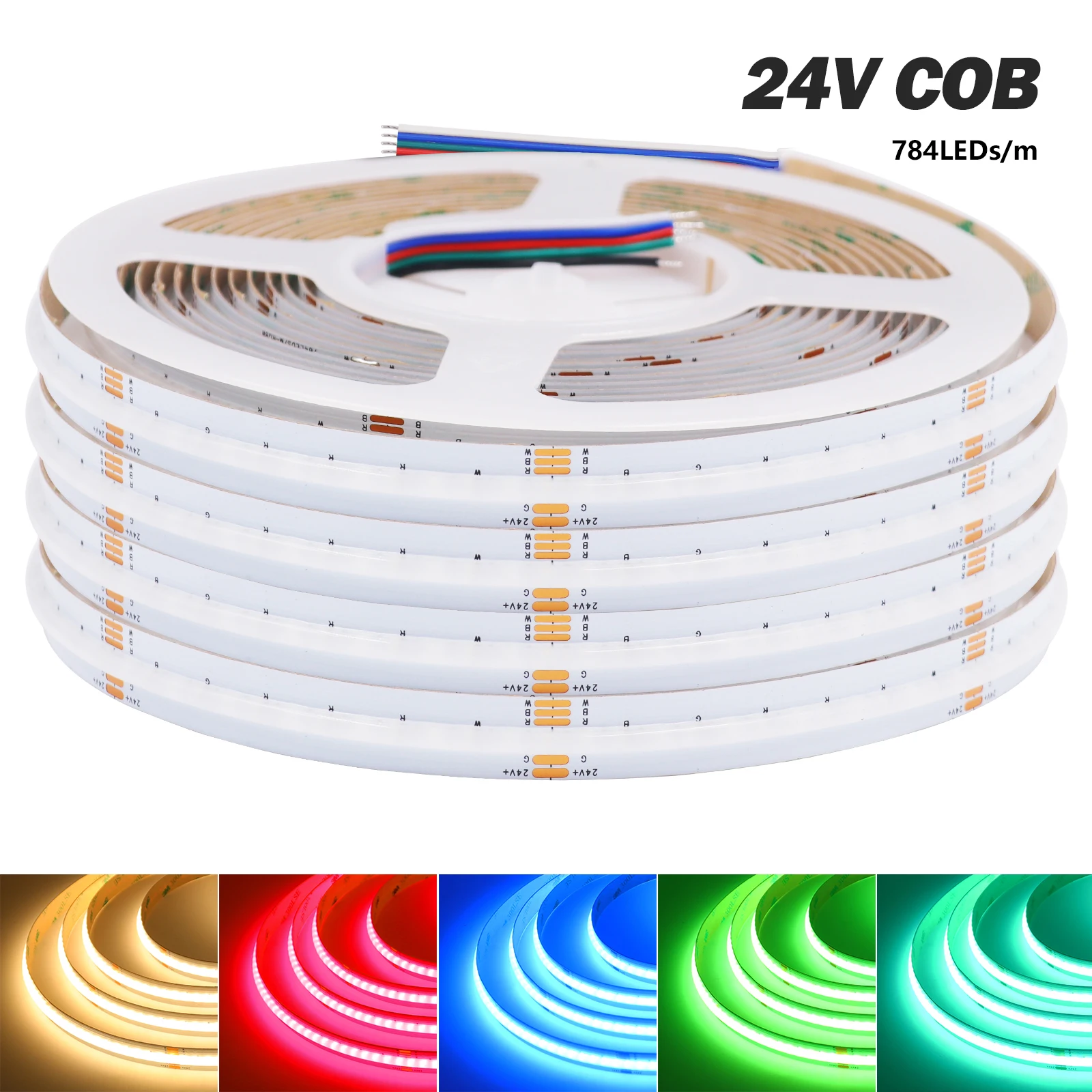 RGBWW RGBW COB LED Strip DC 24V High Density 784LEDs/m Waterproof Outdoor LED Strip Flexible Tape Linear Lighting 0.5M-5M