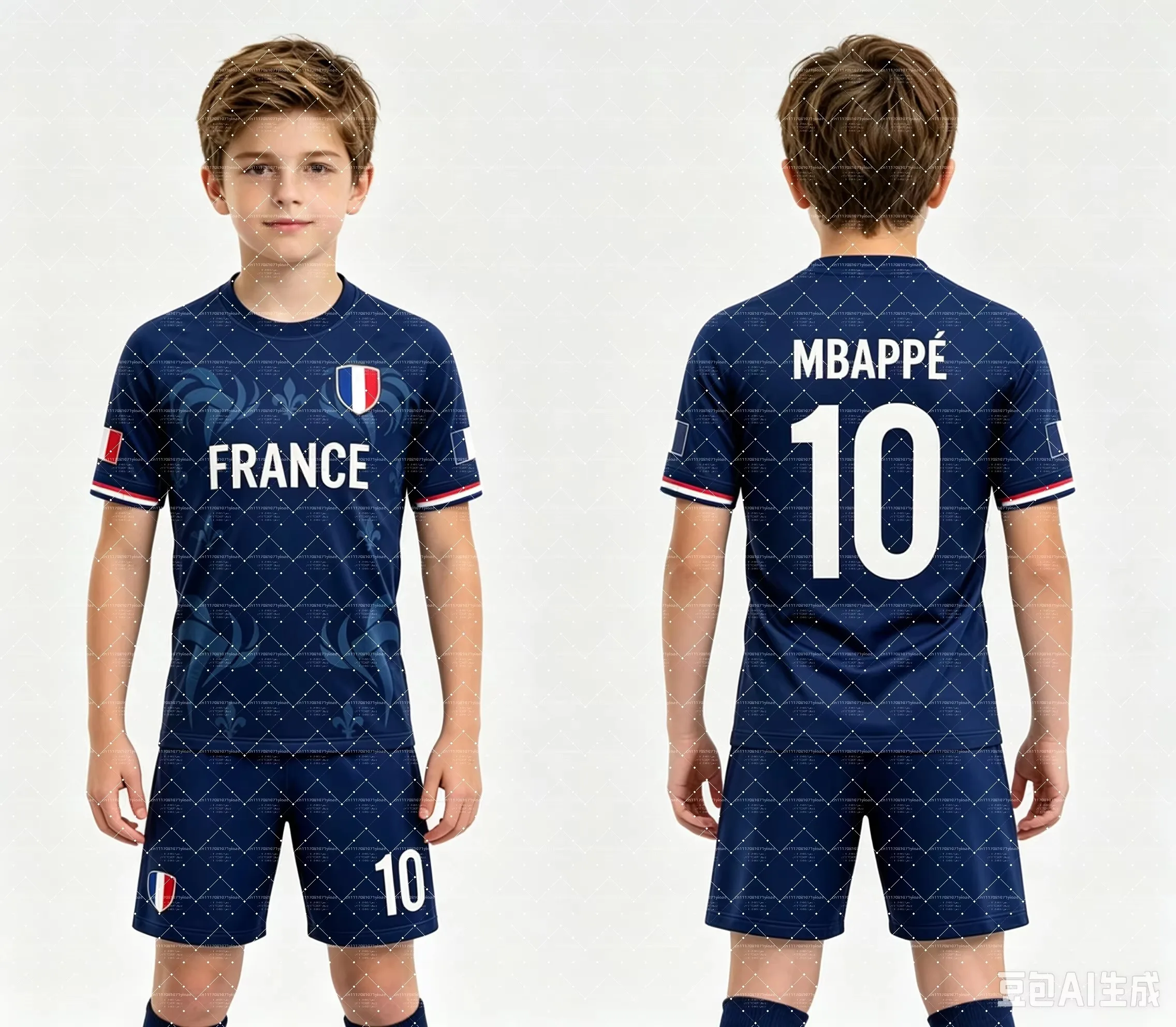 2026 Hotsale Nr. 10 Mbappé Fußball-Trikot & Shorts-Set, Einzelnes Oberteil Verfügbar, Frankreich-Flagge, Fans, 2-teiliges Sommer-Set für Kinder – Detail 10