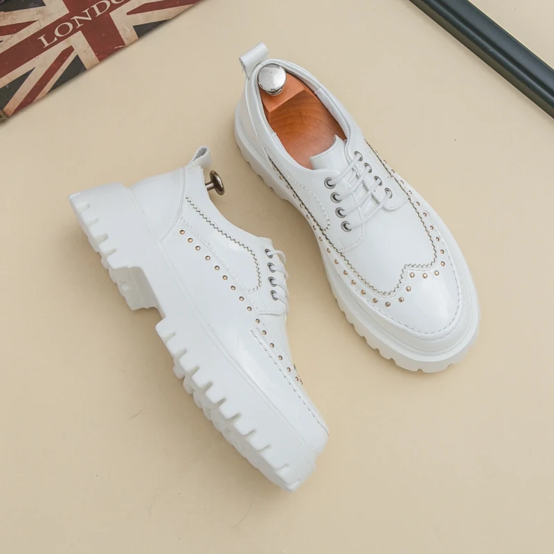 

Men business casual shoes men thick-soled lightweight anti-slip shoes with LACES British-style social travel shoes sizes 38-46