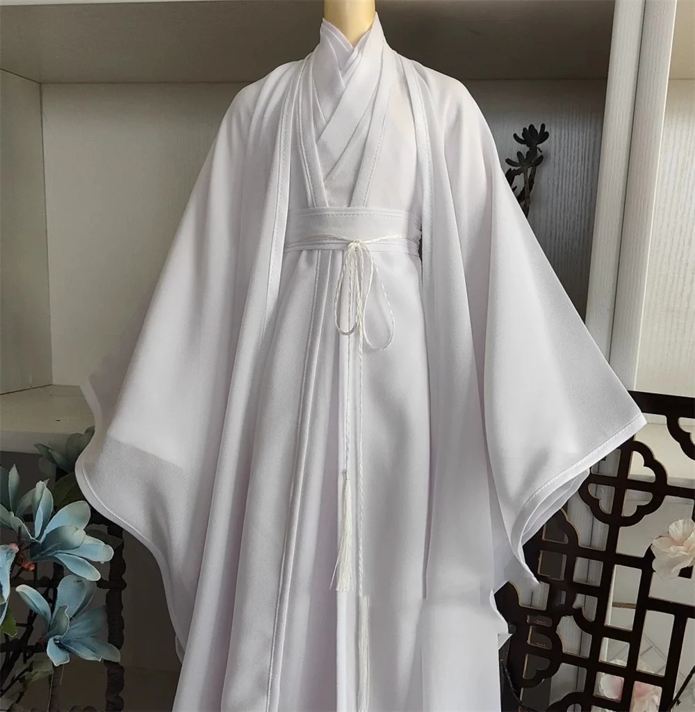 Terno branco antigo chinês para homens, vestido hanfu, veste tradicional, modelo de figura de ação de 12 