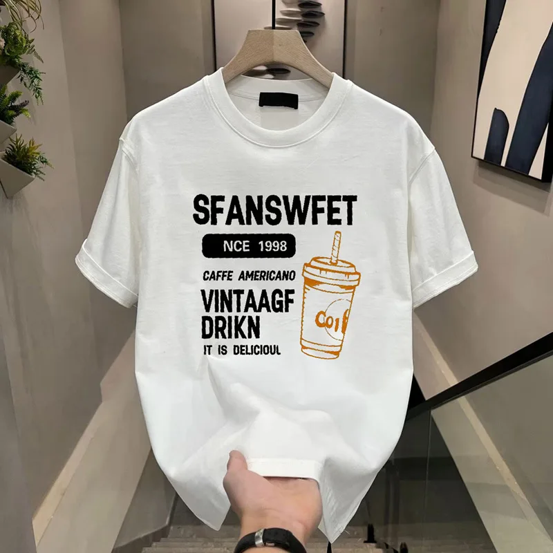 Stilvolles Herren-T-Shirt aus 100 % Baumwolle mit Grafikdruck – vielseitig, lässig, bequem, locker geschnitten im Harajuku-Stil