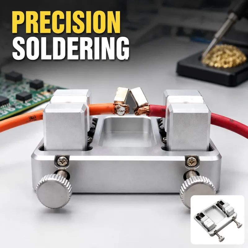 Adjustable Aluminum Welding Fixture Heavy-duty Soldering Station with Ceramic Clamp, Stable Wire Clamp for PCB Jewelry