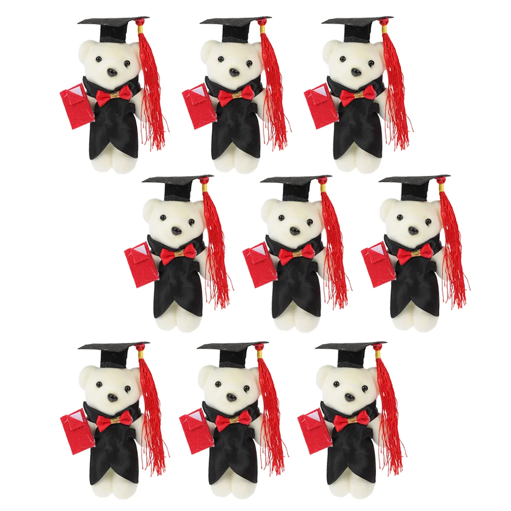 9 Pcs Graduation Season Dr Bear Delicate Stuffed Soft Fluffy Adorable Toy Animals Bouquet