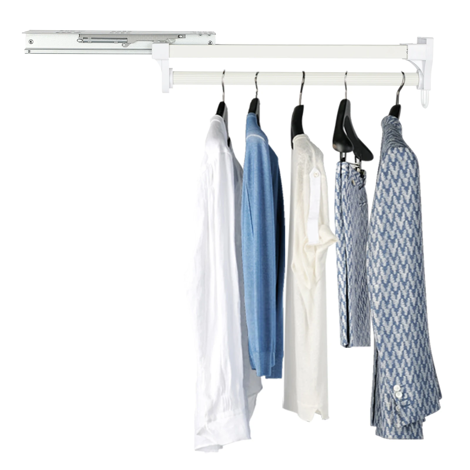 Pull Out Clothes Hanger Rod Adjustable Wardrobe Clothing Rail Hanger Rack Bar for Pants Clothes