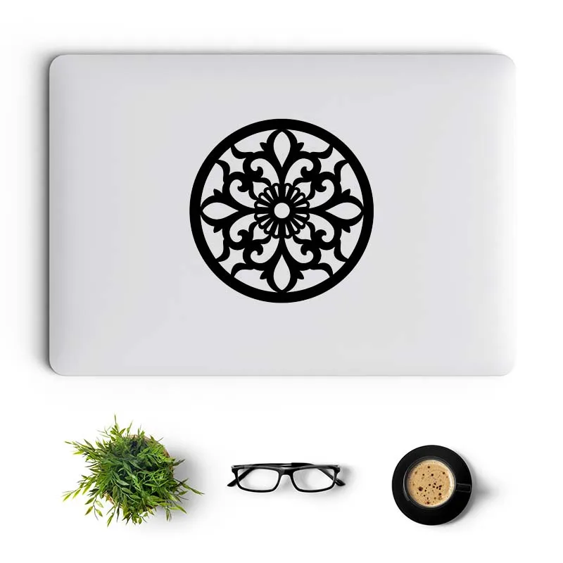 Flower Circular Vinyl Laptop Decal for MacBook Air Retina Pro Mac Book Cover Skin 13 14 15 Inch Google Windows Notebook Sticker