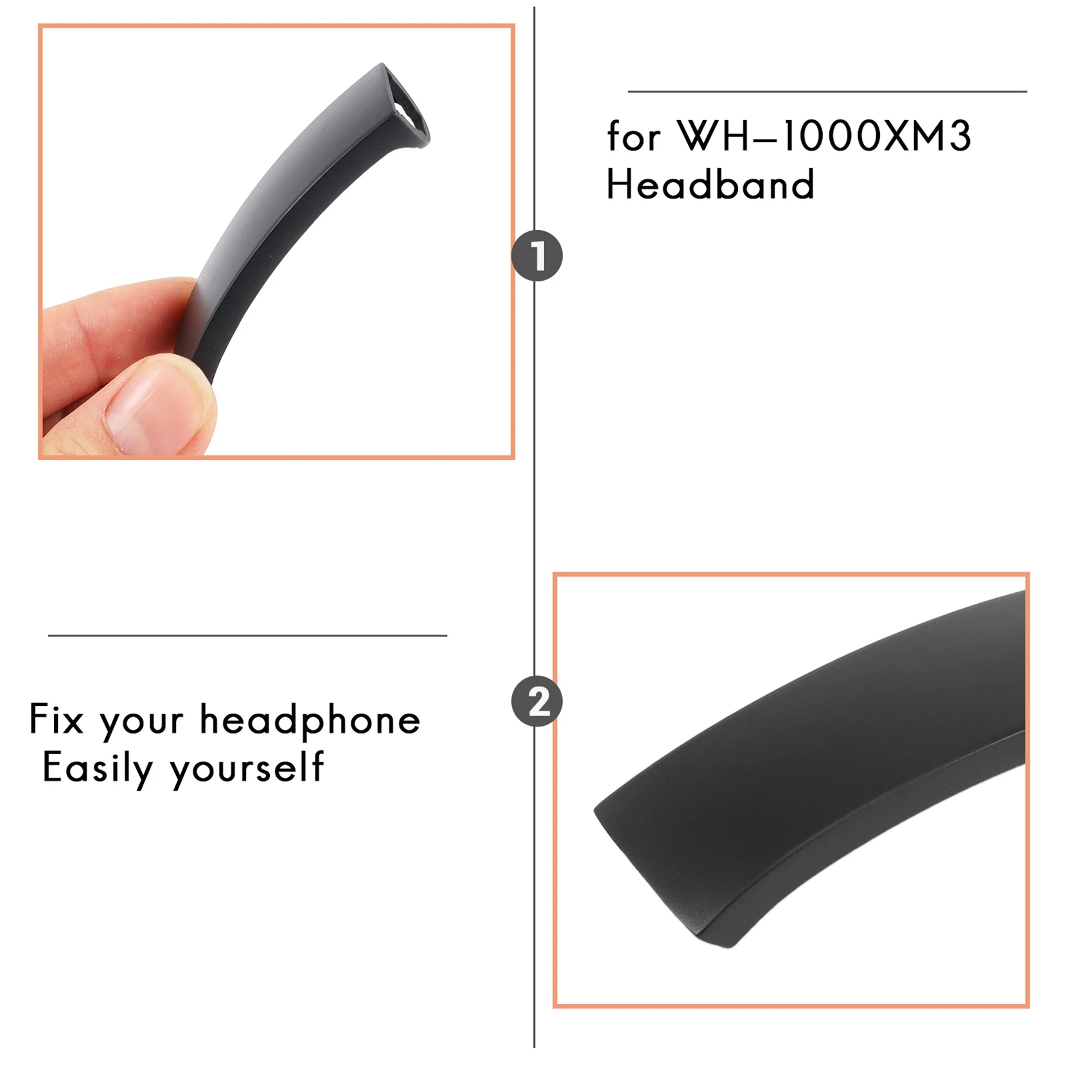 Pengganti ikat kepala untuk Sony WH-1000XM3 XM3 headphone Over-Ear penghilang kebisingan nirkabel hitam