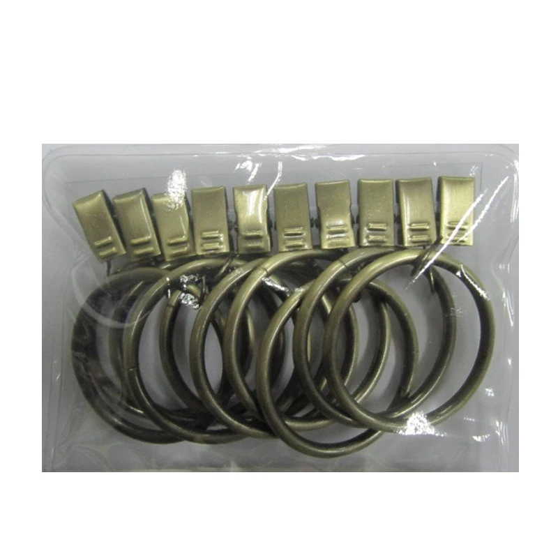 Sungshida 50PC/Pack Brushed Brass Clip Rings Steel Curtain Rings Curtain Accessories For 22-35mm/7/8-11/8Inch Diameter Rods