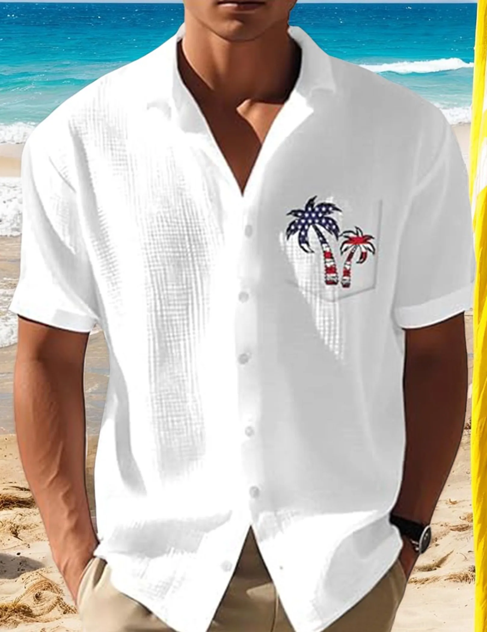 

Мужская рубашка на пуговицах с флагом кокосовой пальмы, повседневная рубашка с коротким рукавом, модные летние топы для мужчин, пляжная летняя свадебная рубашка