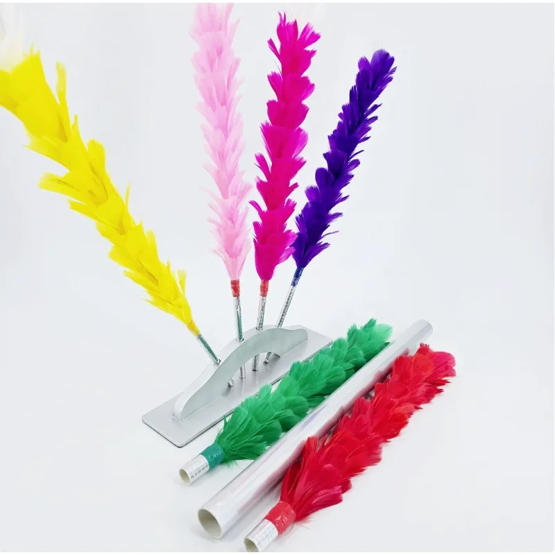 Color Changing Feather Flower Magic Trick Dancing Duster Flower Stage Magic Prop Professional Magician Performance Accessories