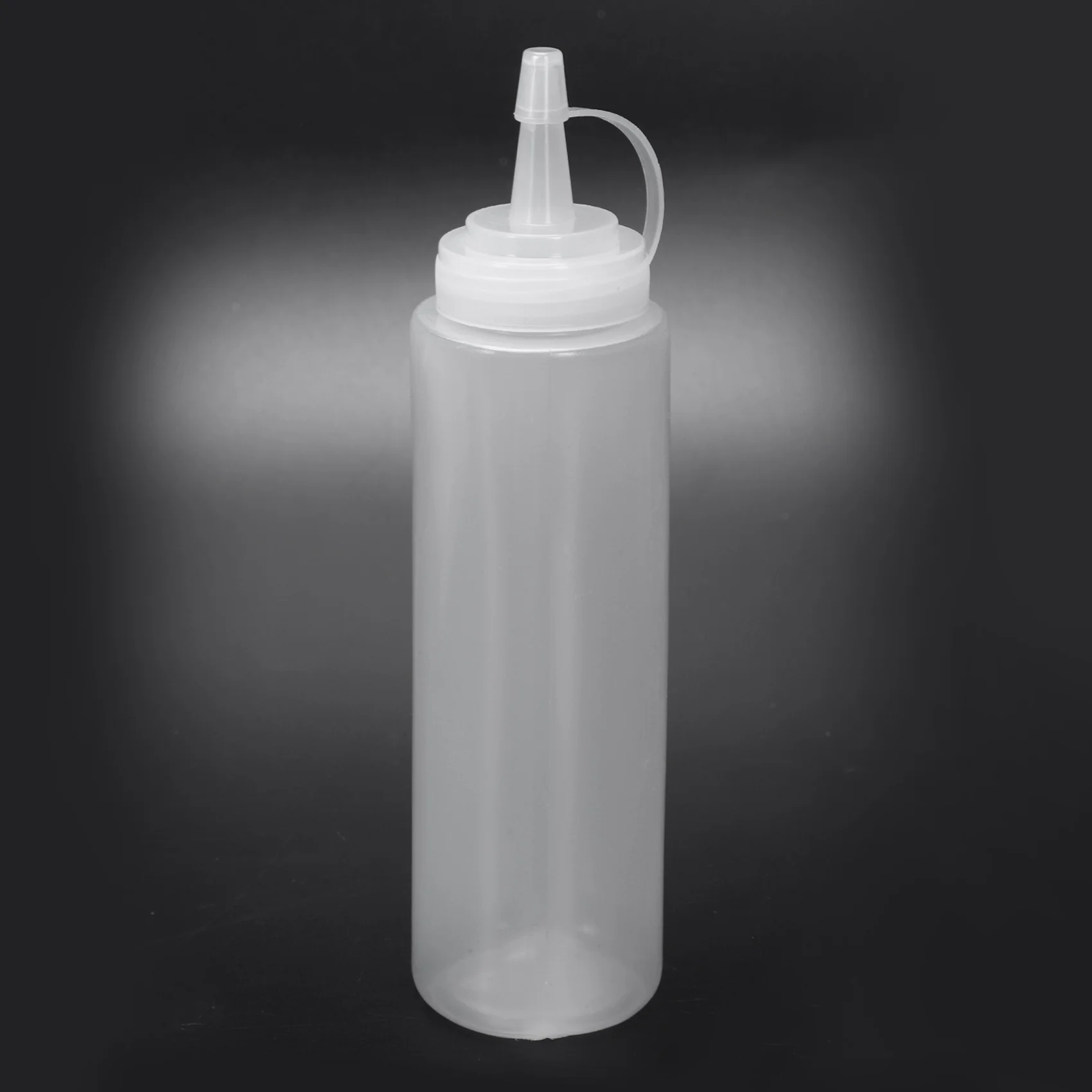 A25F-12X Clear White Plastic Squeeze Sauce Ketchup Cruet Oil Bottles 8OZ