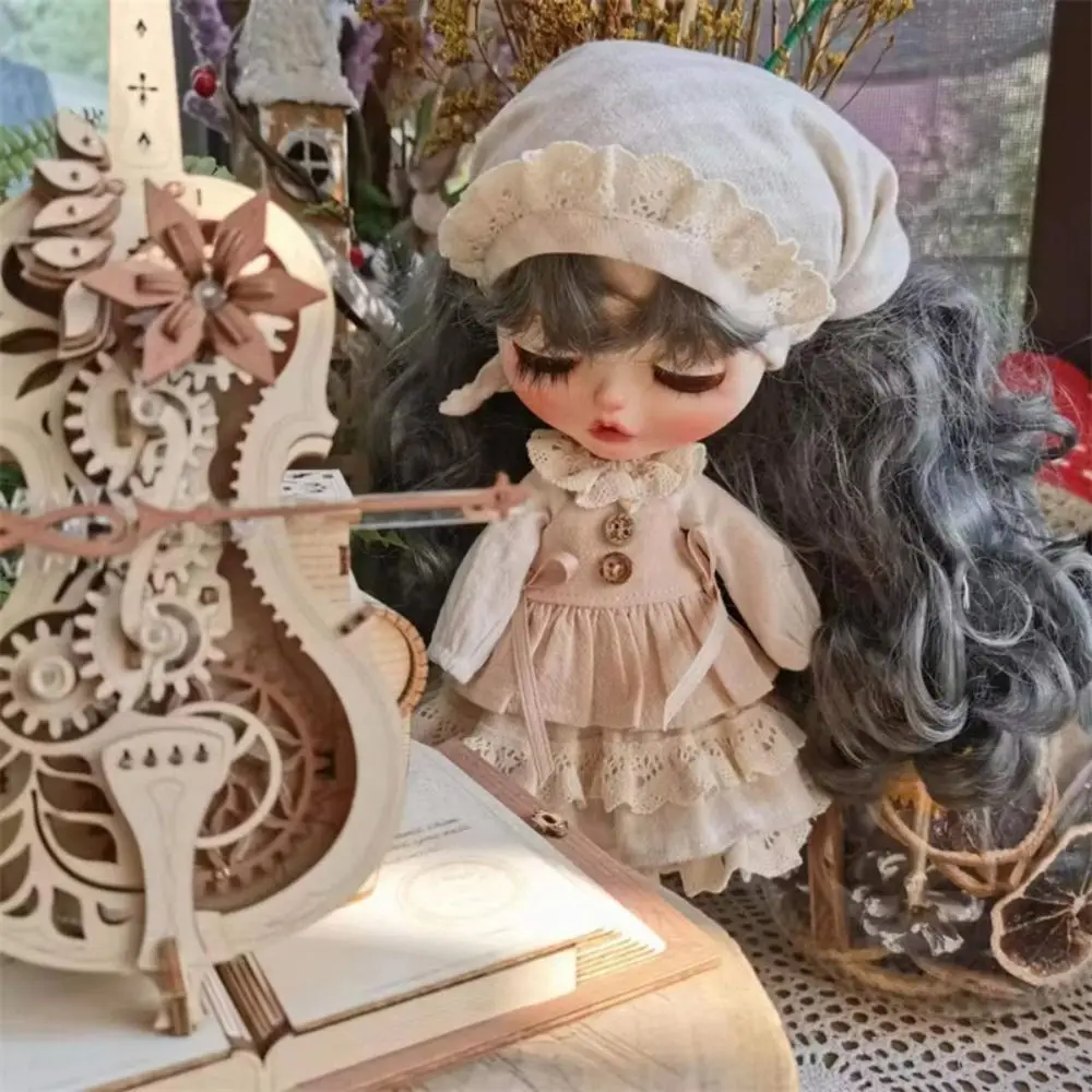 Countryside Style Skirt Clothes Set with Beret DIY Accessories Lace Suspender Skirt Shirt Cute Mini for ob22 ob24 azone Dolls