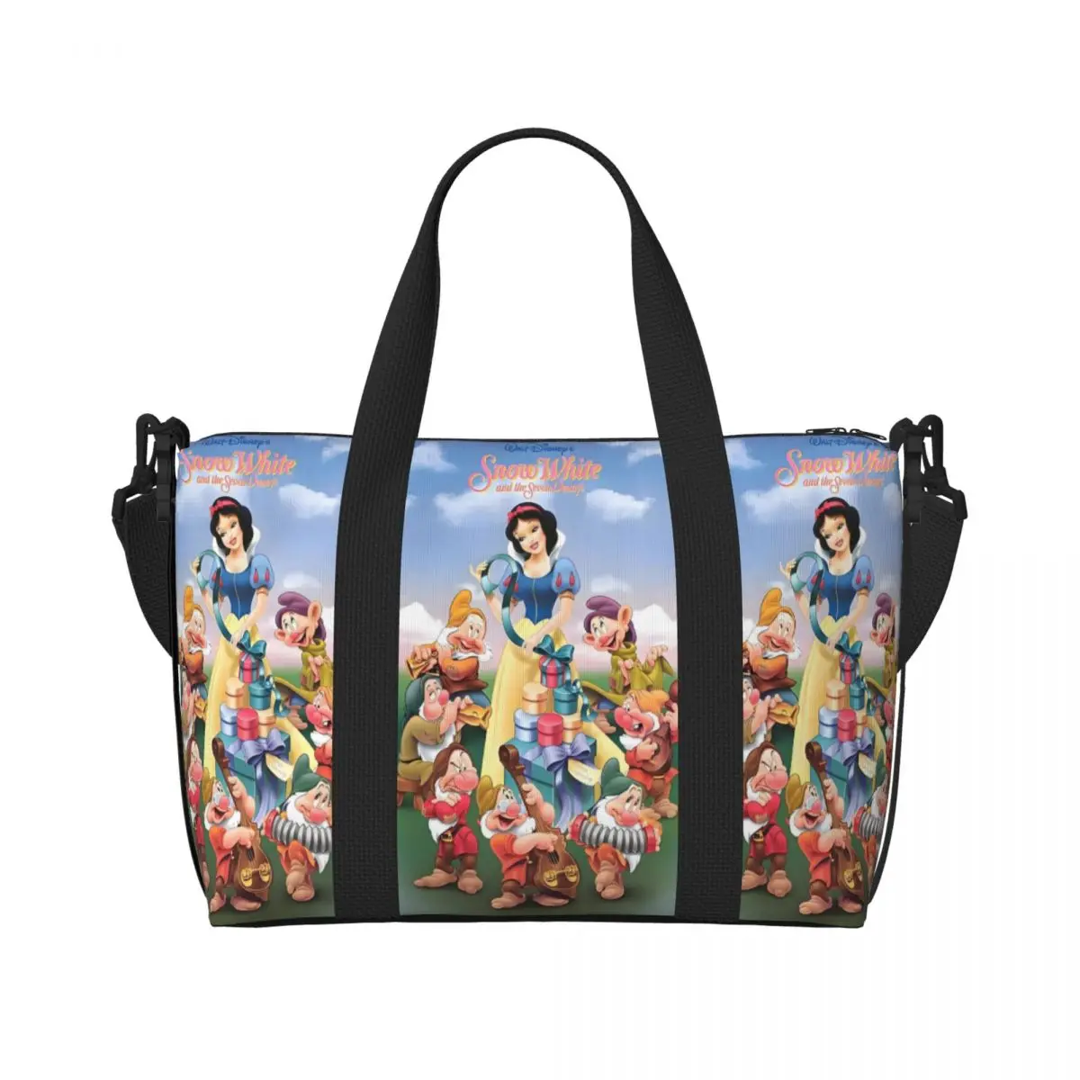 

Пляжная большая сумка на заказ «Белоснежка и семь гномов» для женщин, пляжные дорожные сумки с большим отделением для спортзала с героями мультфильмов