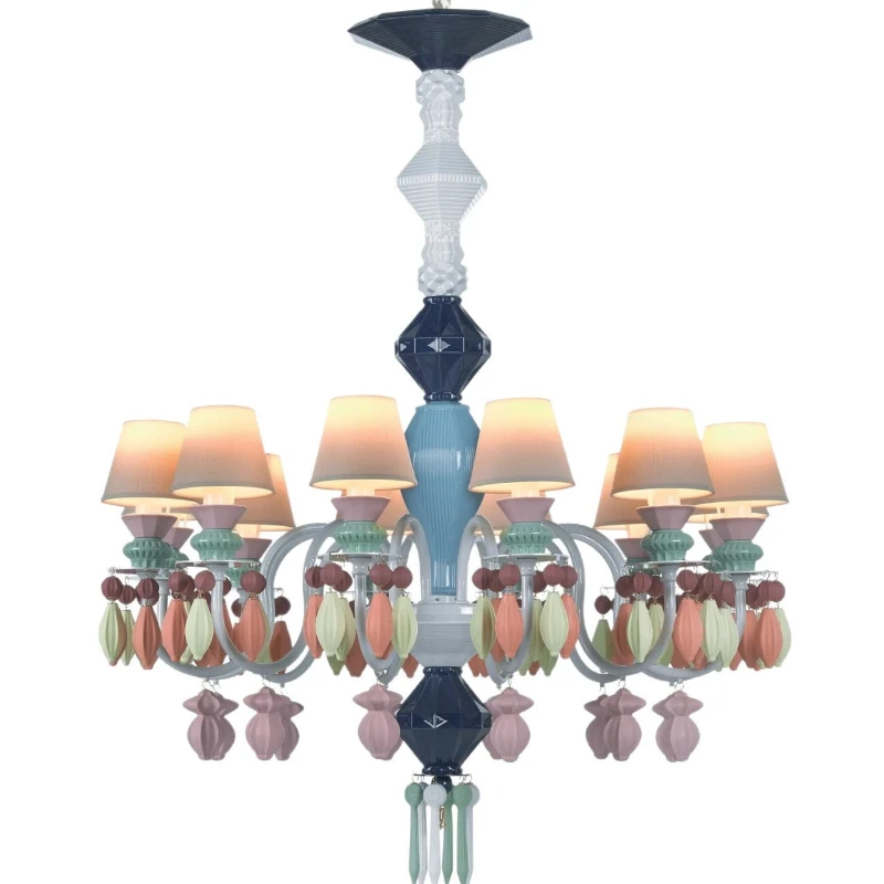 Ceramic chandelier living room personalized clothing store blue villa lamps