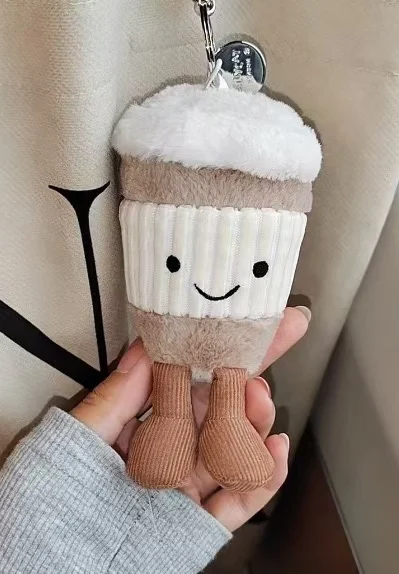 Gato de pelúcia de algodão doce duas cores adorável macio chaveiro de duas cores croissant chaveiro de pelúcia cereja chaveiro de pelúcia