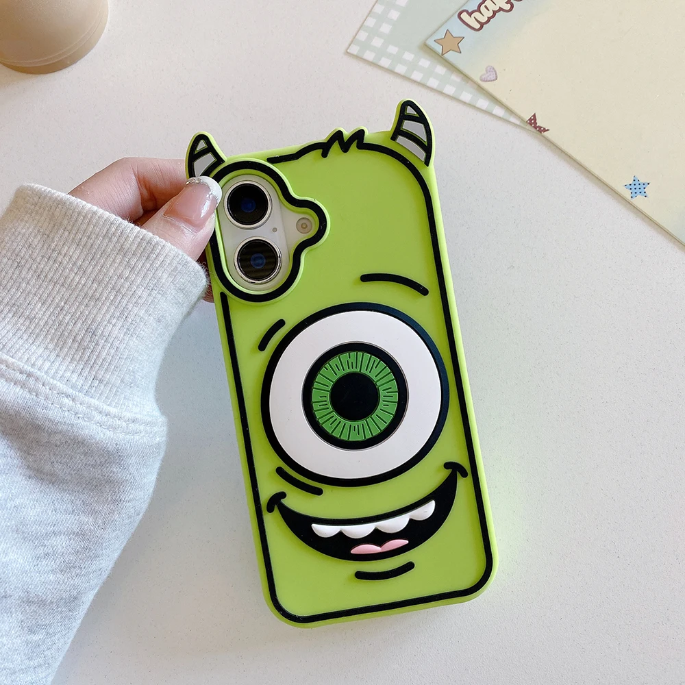 Lustige Monster Weiche Silikon-Handyhülle für iPhone 16 15 Pro Max 14 13 12 Pro Max 11, niedliche 3D-Cartoon-stoßfeste Rückseite – Detail 2