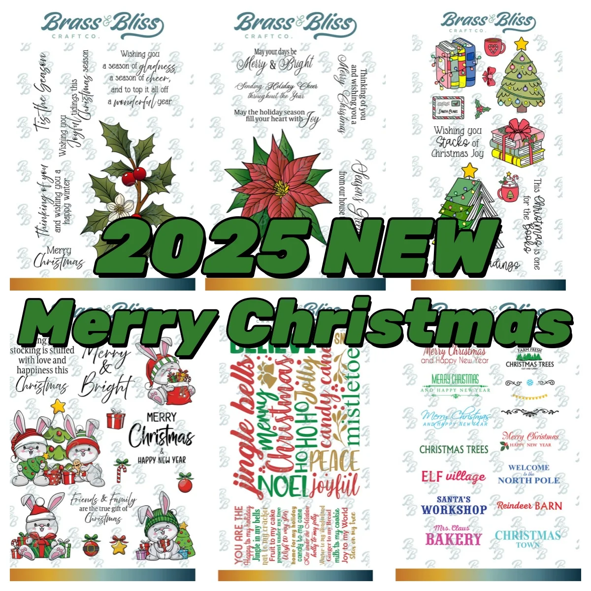 

Winter Holly Poinsettia Christmas Bunnies Metal Cutting Dies Clear Stamps For DIY Make Paper Cards Crafts 2025 New Arrivals
