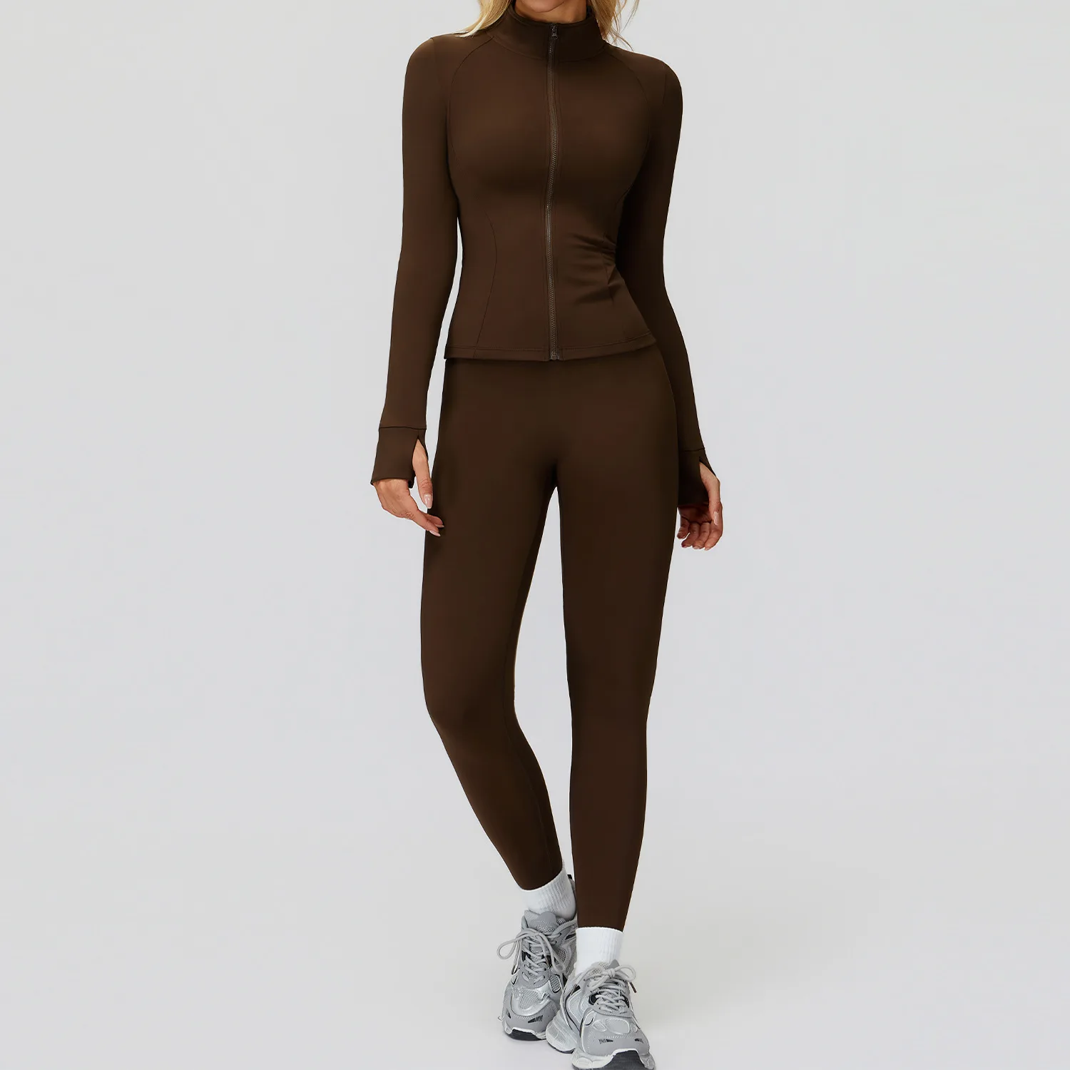 Yoga Clothes Set 2PCS Sportswear Gym Outfits Women Sports Set High Waist Fitness Leggings Running Long Sleeved Workout Tracksuit