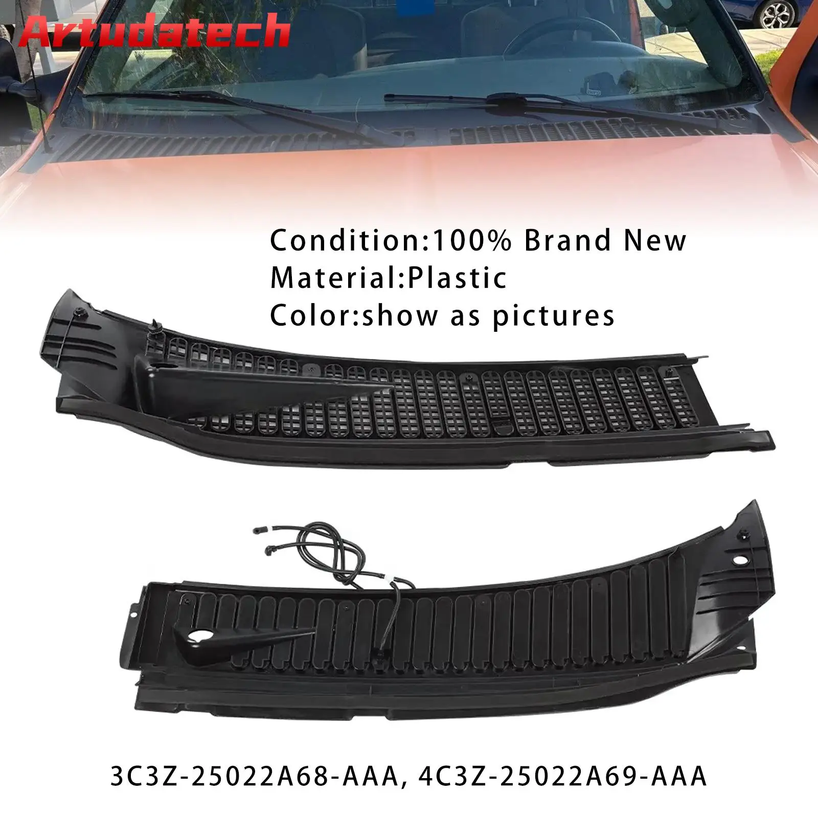 

Artudatech Windshield Wiper Cowl Vent Grille 3C3Z25022A68 For Ford F250 F350 1999-2007 Car Accessories