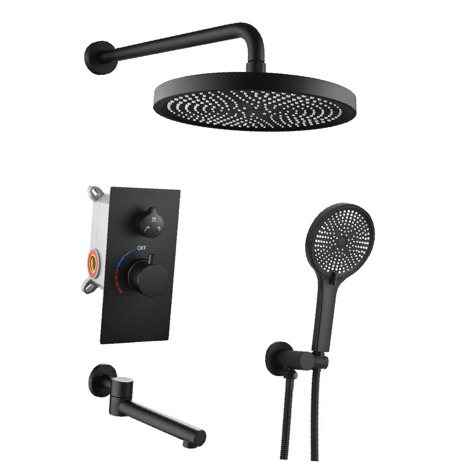 

High Pressure 10 Inch Shower System Set Solid Brass Valve Multifunction Handheld Shower for Home Bathing