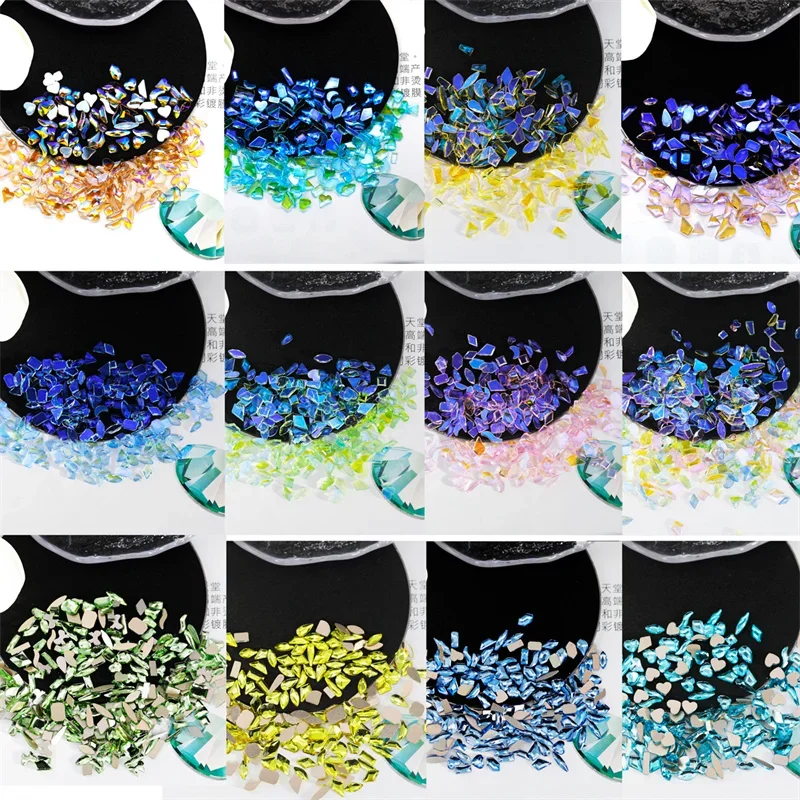 100pcs 3D Aurora Mix Shape Rhinestones Nail Art Charms AB Crystal Glass Nail Jewelry Decorations DIY Manicure Ornament Accessory