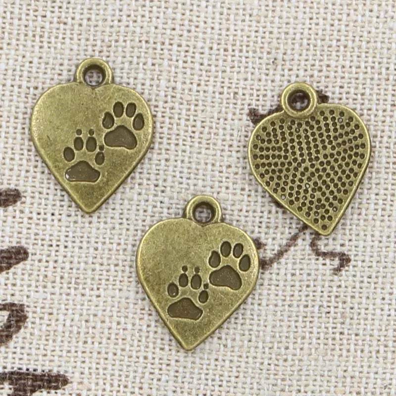 15pcs Charms Heart Foot Feet 17x13mm Antique Silver Color Pendants Making DIY Handmade Tibetan Finding Jewelry