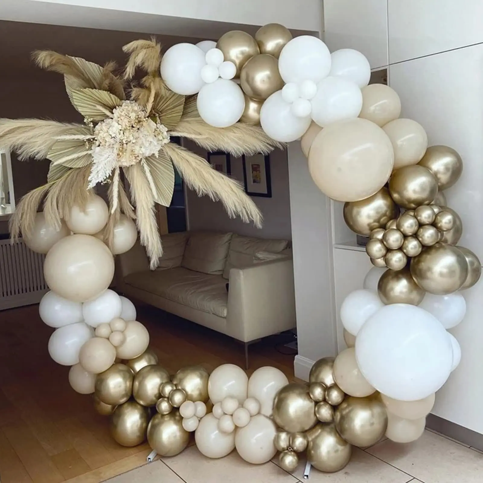 105pcs White Sand Gold Balloons Garland Arch Kit,Boho Wedding baby shower Anniversary day Mother\'s Day party decorations