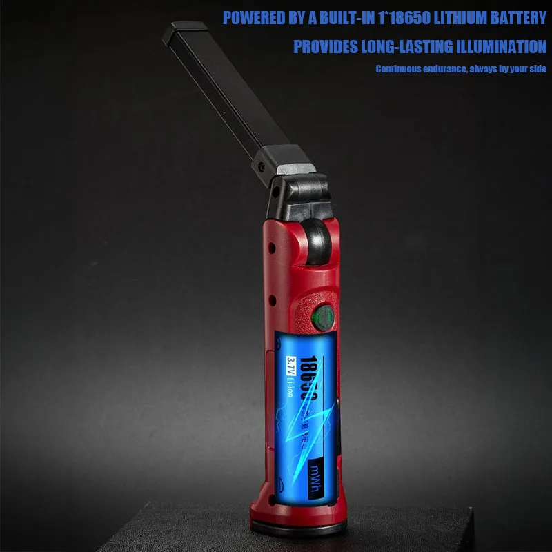 VOLODYMYR COB Work Light 180° Rotating Foldable Flashlight Outdoor Camping Strong Car Repair Magnetic Suction Lamp with Hook