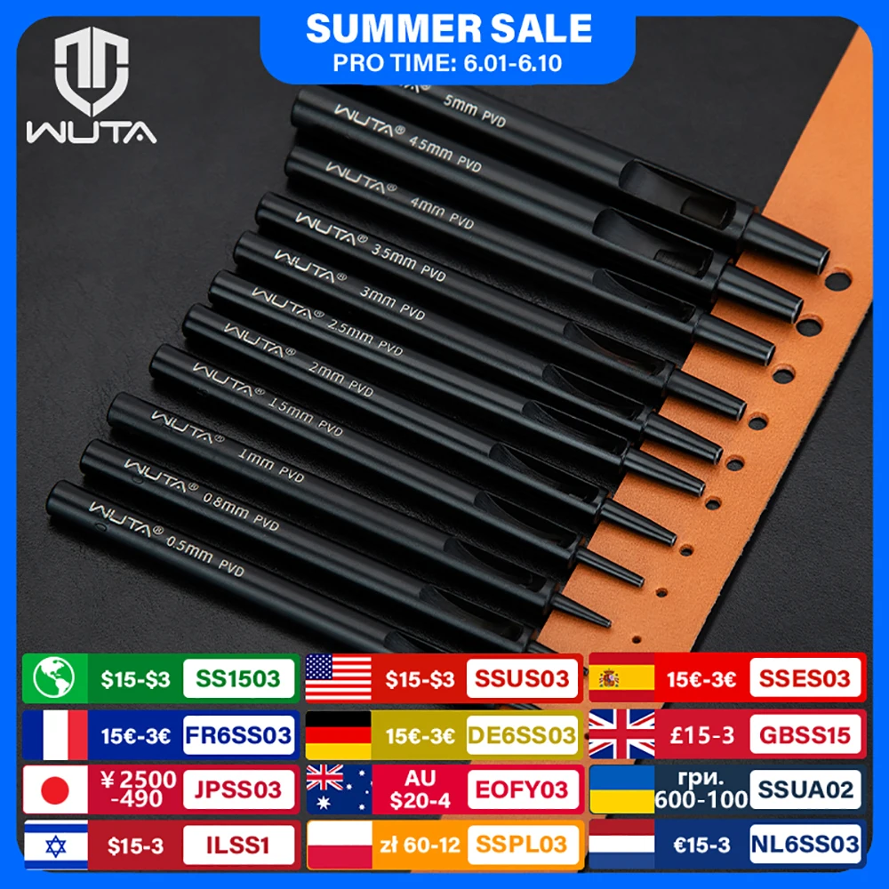 

WUTA 1PC Leather Punching Tool Round Hole Hollow Puncher Black Titanium Plated Anti-rust DIY Craft Tool for Belt,Watch Band