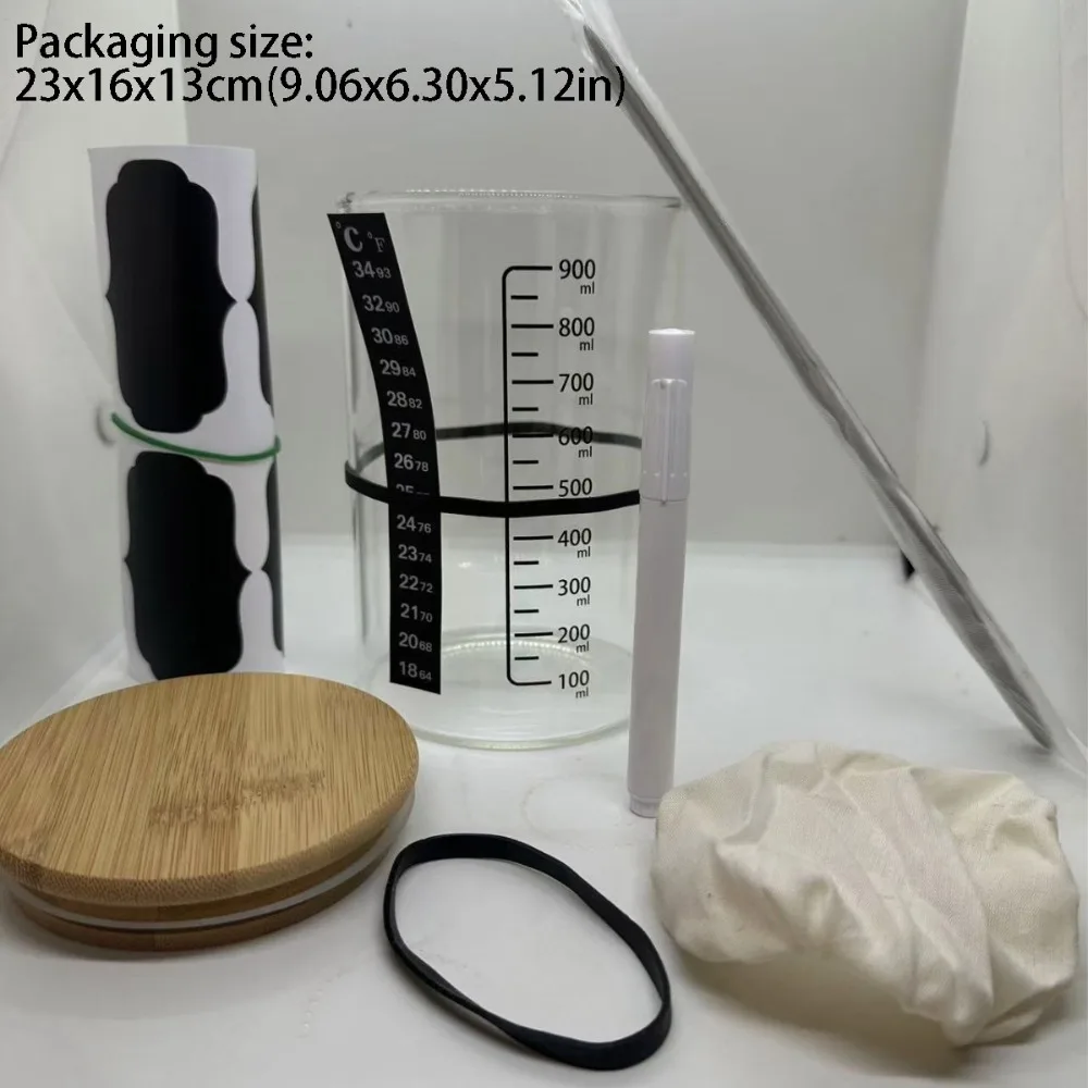 

900ml Capacity Sourdough Starter Jar Wide Mouth Design Clear Glass Material Clear Glass Jar Kitchen Tools 1000ml Capacity