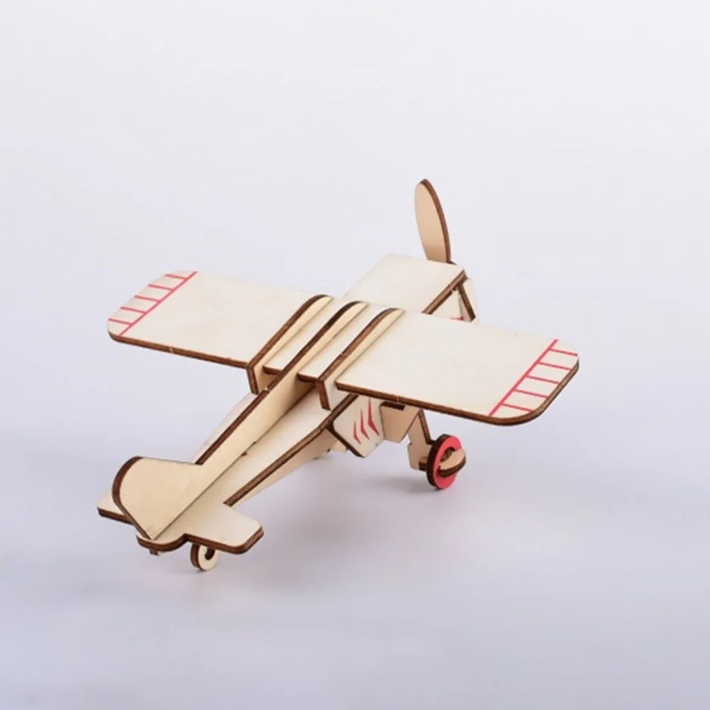 Earth Tones Glider Toy Handicraft Plane Wooden 3 Puzzles Handmade Airplane Model