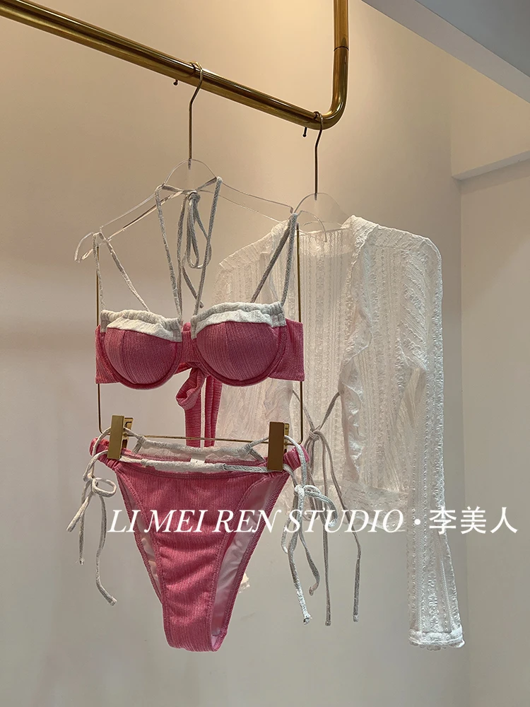 

New sexy hot girl two pink bikini swimsuit women's suit