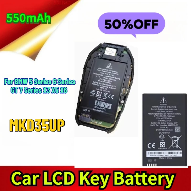

Совершенно новый автомобильный аккумулятор с ЖК-ключом емкостью 550 мАч для BMW 5 серии 6 серии GT 7 серии X3 X5 X6 MKD35UP