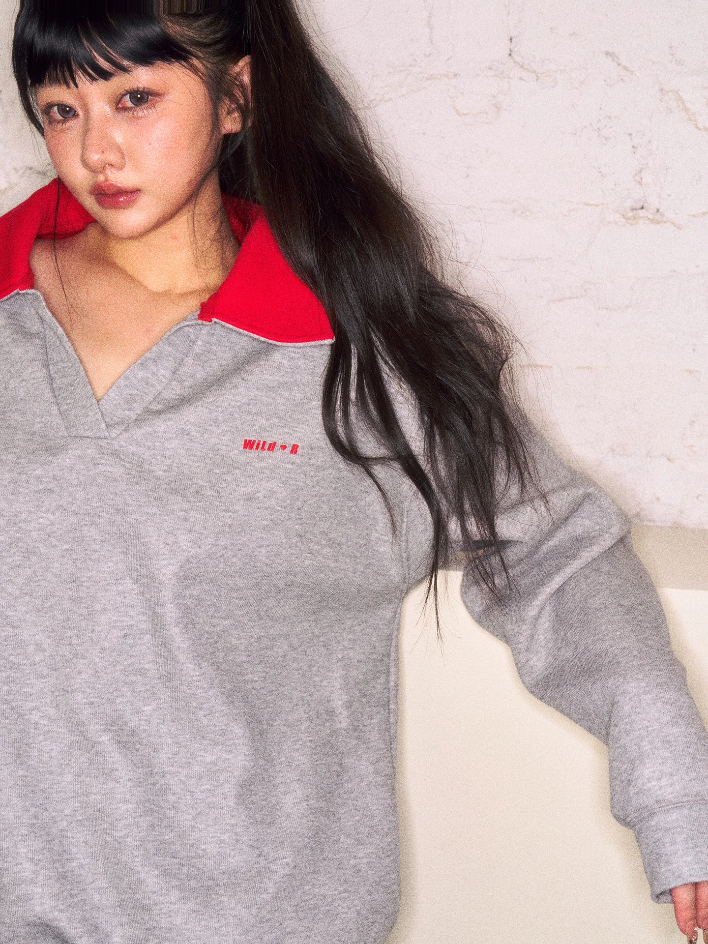 

High Weight Sweatirt Women's Loose Original Design Color Blo Collar Spring Faionable Long Sve T-irt