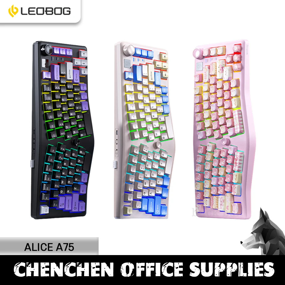 teclado mecanico sem fio para jogos teclados gamer ergonomico hot swap rgb top alicea75 modo 24g leobot a75 01