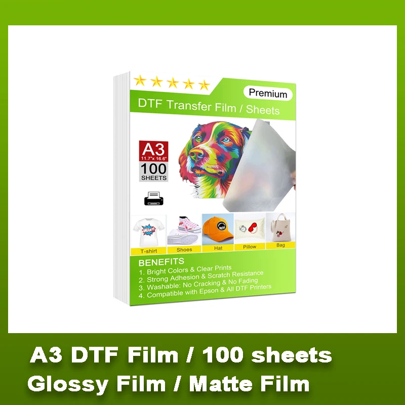 

CFINK DTF Film A3 PET Transfer Film 75 микрон для принтера Epson L805 I1600 I3200 4720 XP600 DTF для печати чернил DTF Бумага