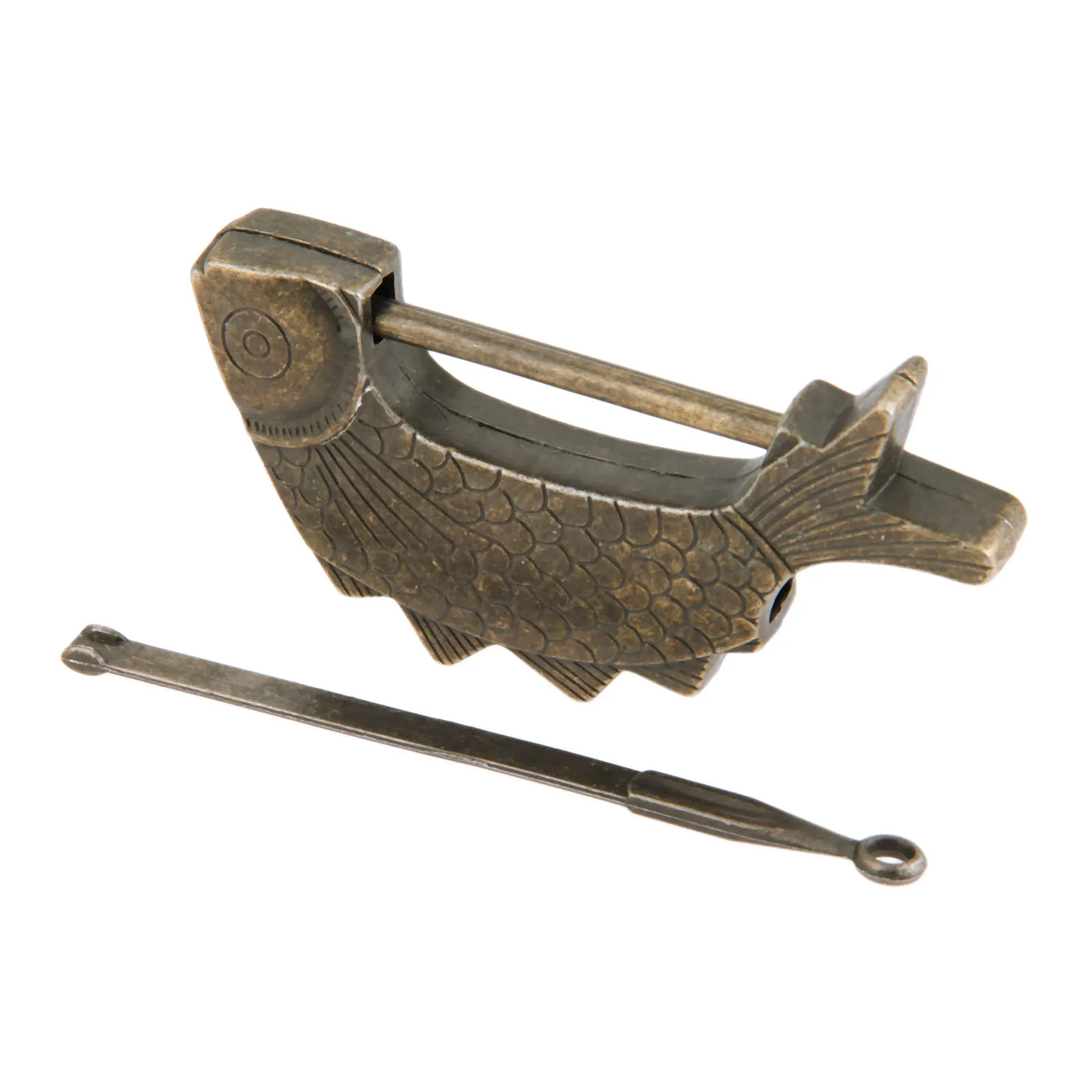 11.7cm Antique Bronze Old Chinese Hasps Lock Jewelry Wooden Box Padlock for Suitcase Drawer Cabinet Hardware Furniture Decor