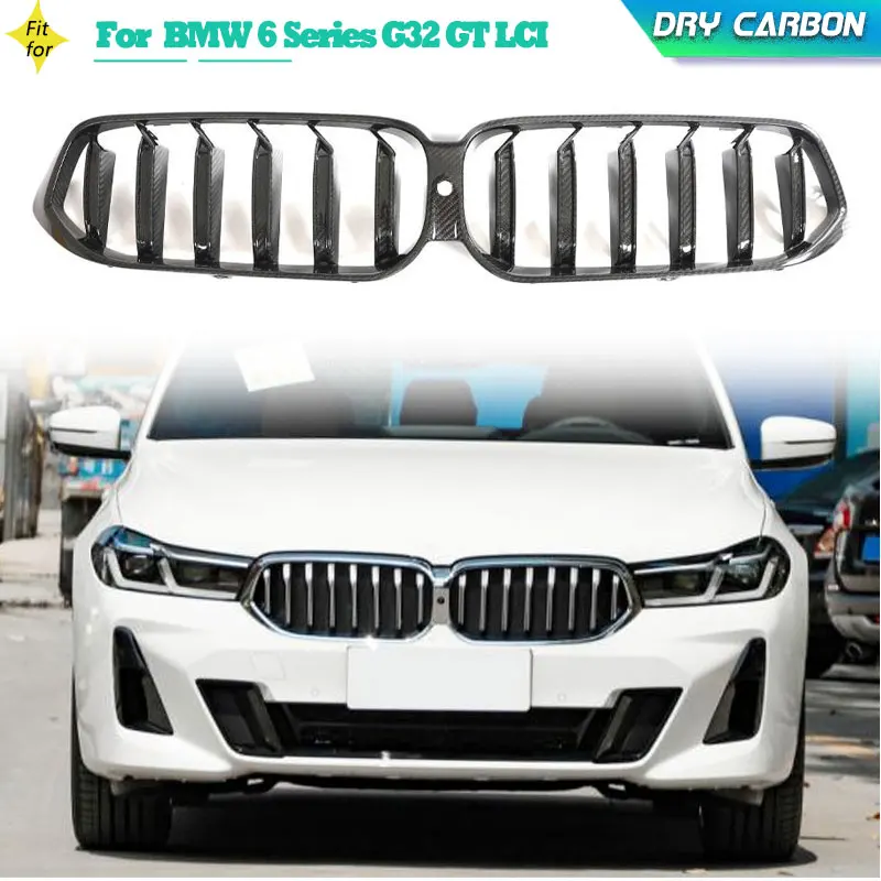 

Dry Carbon Car Front Grille Trim for BMW 6 Series G32 GT LCI 2021 2022 Replacement Auto Racing Front Bumper Grill Cover Grille