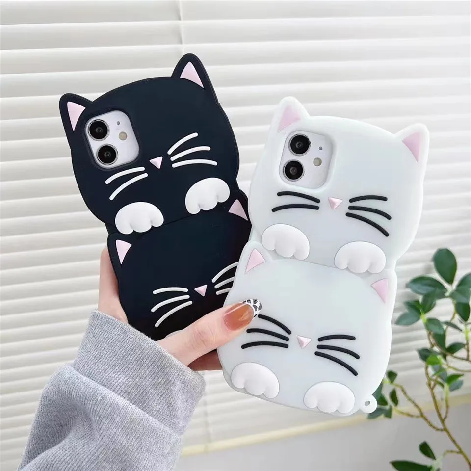 3D Cartoon Cute Cat Ear Case for Samsung Galaxy A53 A33 A71 A51 A31 A02 A52 A10S A13 A12 J6 J4 Plus Silicone cat phone case