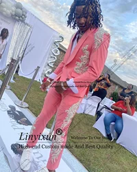 Fashion Shiny Men Suits Luxury Crystals Beaded Groom Wedding Tuxedos 2025 Party Prom Blazer Customized 2 Piece Set Costume Homme