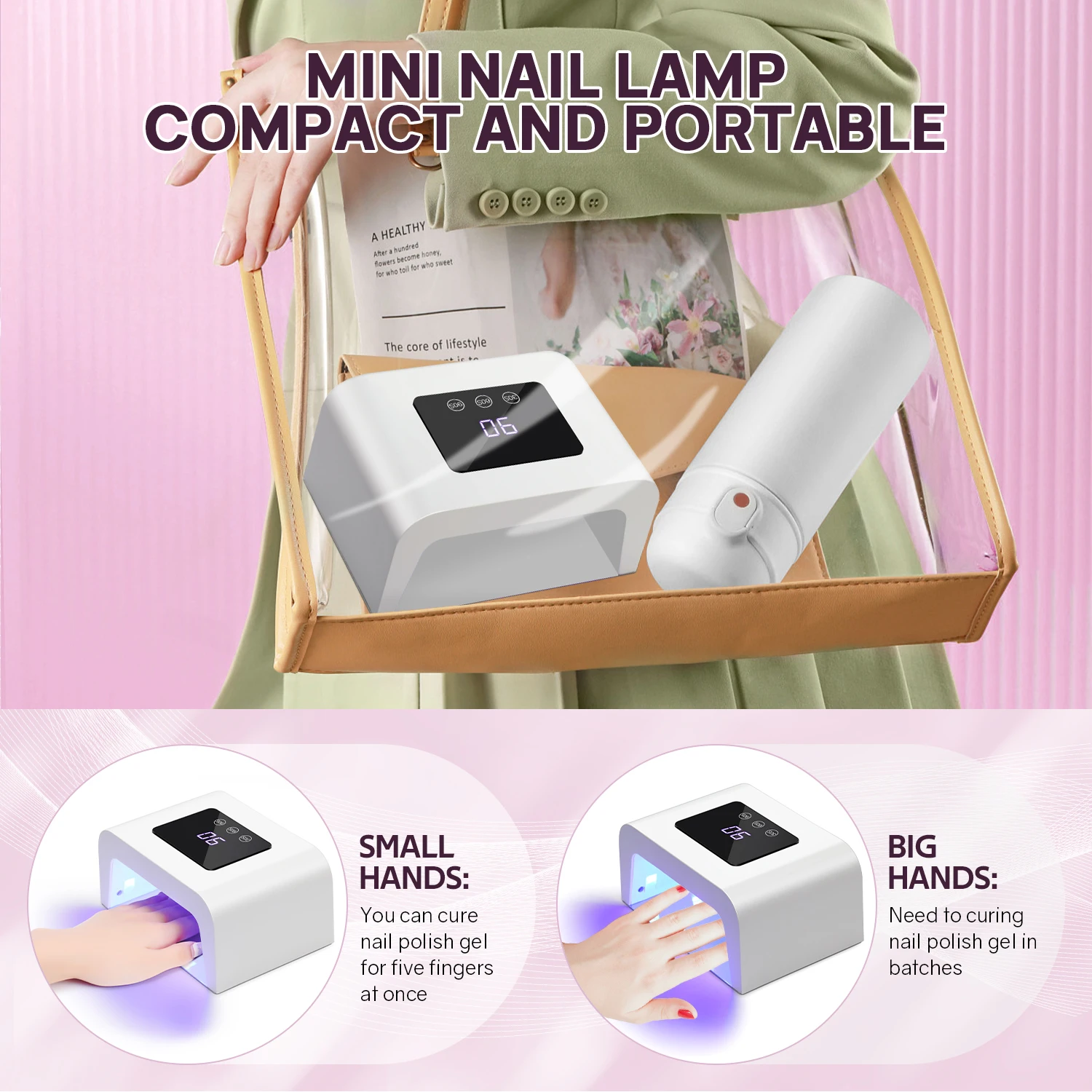UV LED Nail Lamp Rechargeable Nail Dryer Fast Dry LED Nail Drying Lamp Wireless for Curing All Gel With Timer Auto Sensor