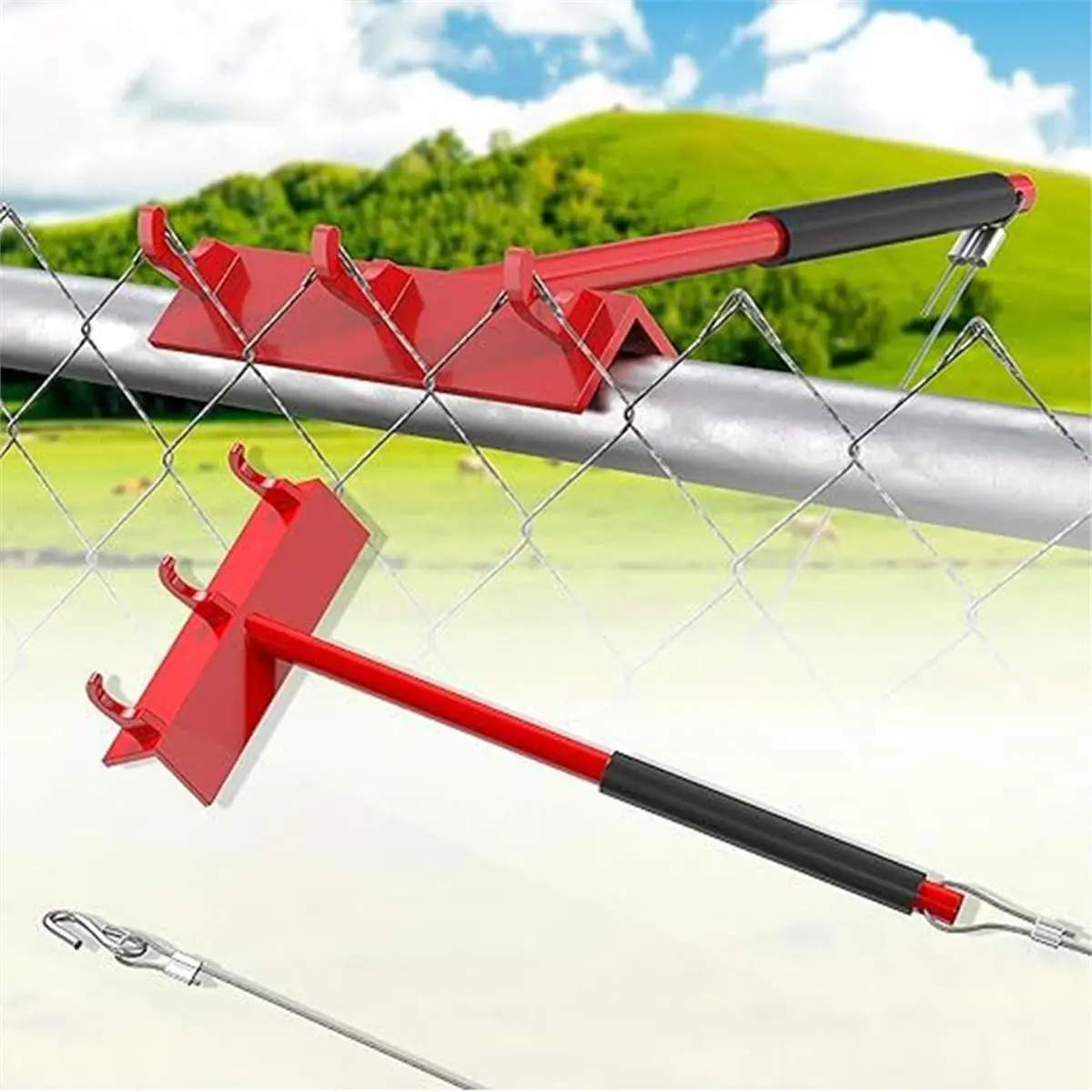 【TODAY-BUY】~@ Chain Link Fence Top Rail Stretcher Tool Easy Installation for Fencing Farm Sports Fields Barbed Wire Fence