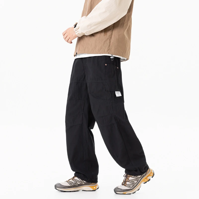 Men's Autumn Winter Multifunctional Outdoor Casual Rugged Work Pants Multi Pocket Pure Cotton Straight Leg Solid Color Ankle