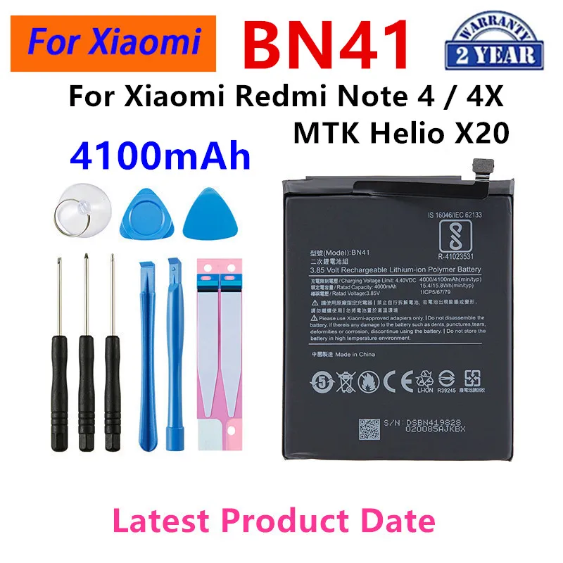 

Brand New BN41 4100mAh Battery For Xiaomi Redmi Hongmi Note 4 / Redmi Note 4X Batteries +Tools