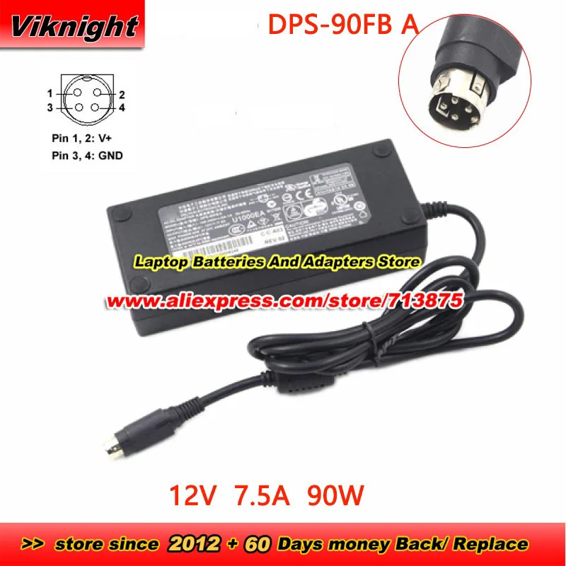 

DPS-90FB A 12V 7.5A 90W AC Adapter 4PIN HU10065-11068 for READYNAS RND4000 PP-9635 PP-9635C DPS-90AB-3 GLTD1420008248 ADP-96W