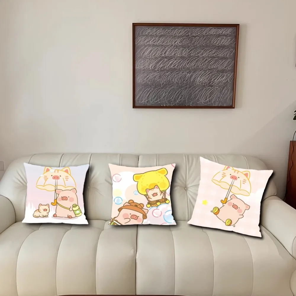 Cartoon lulu pig Pillow Case Living Room Accent Couch Back Support Square Lounge Restful Nap Companion ﻿