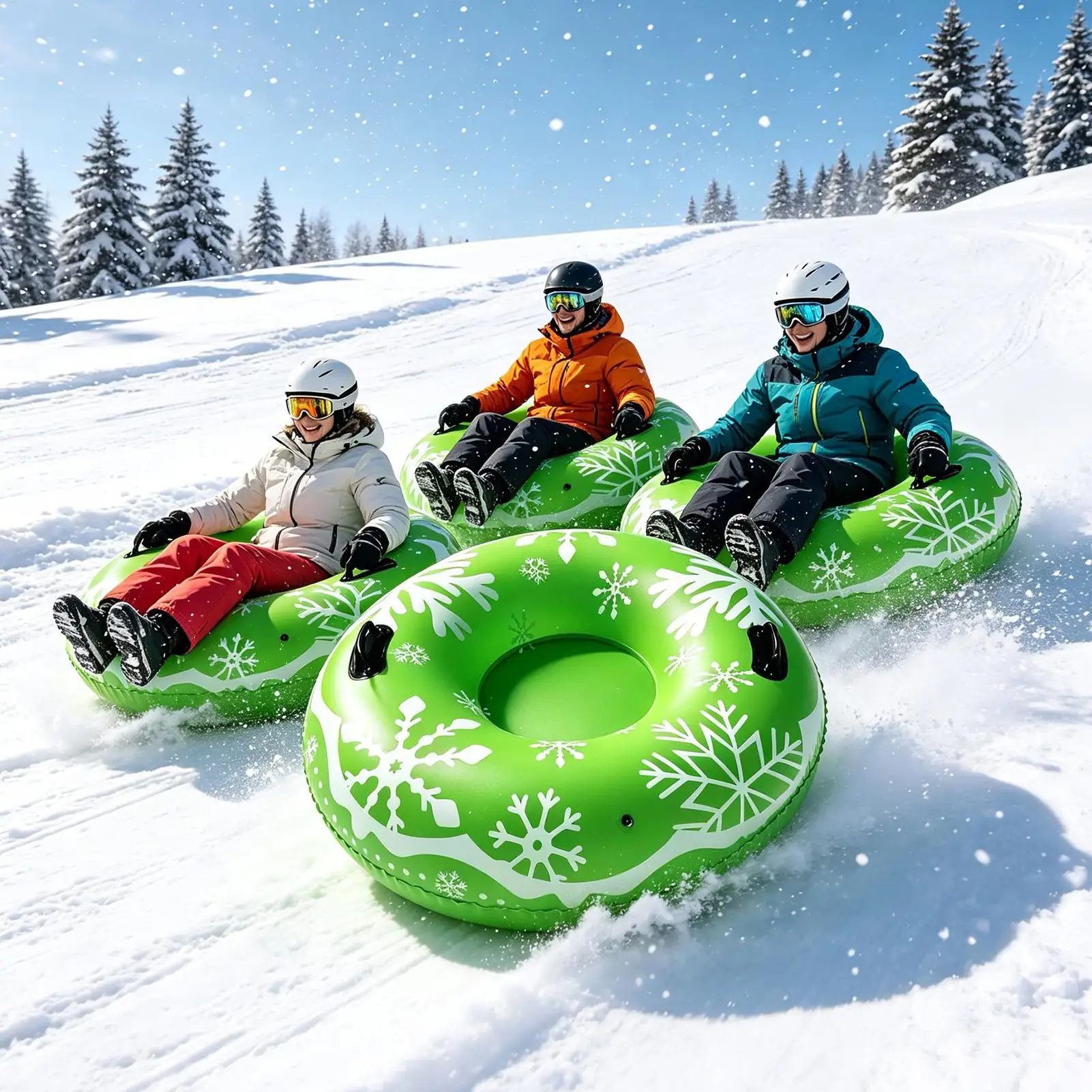 Snow Tubes For Adults 90x90cm Thickened PVC Sledding Donut Inflatable Ski Tube For Outdoor Iced River Lake Skiing Winter Game