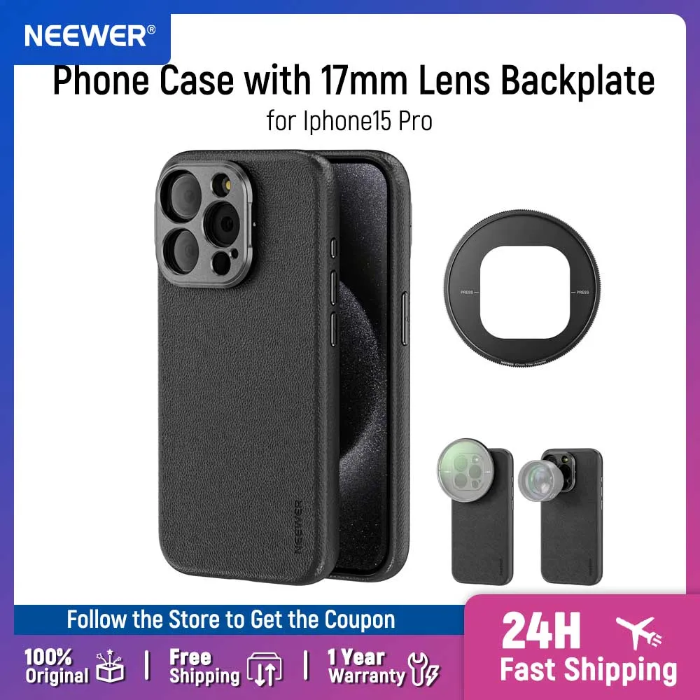 

Neewer Phone Case for Iphone 16 15 Pro TPU + PC Protective Case with 17mm Lens Backplate, 67mm Filter Adapter Phone Cage
